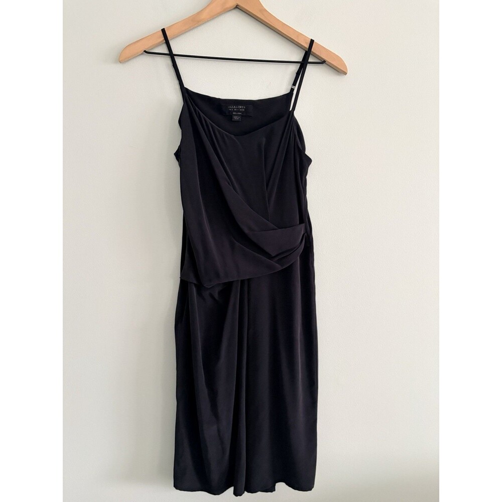 AllSaints Silk Mini Dress Black Faded Look Womens Size 4 Sleeveless